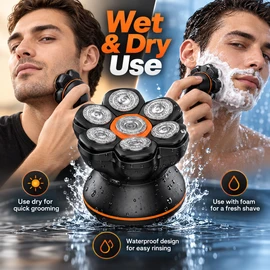 7D Electric Head Shaver for Bald Men – Waterproof Floating Rotary Razor with Magnetic Head & Travel Lock