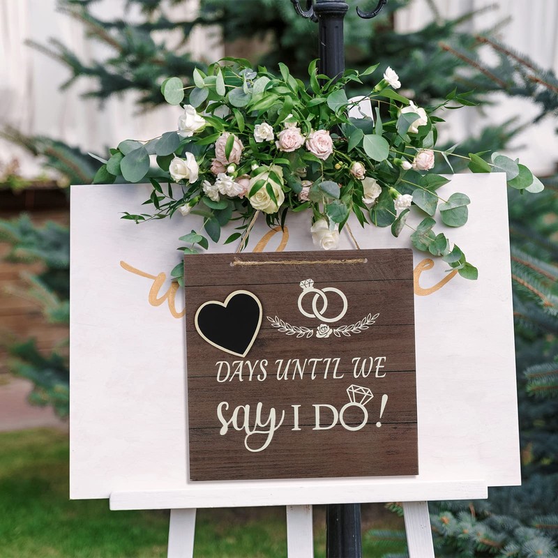 Mepase Wedding Countdown Engagement Gift Chalkboard Sign for Couples Wooden