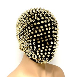 Steampunk Rhinestone Spike Skull Mask Full Face Cover Masquerade Mask For Hollween Cosplay Costume Party (Gold)