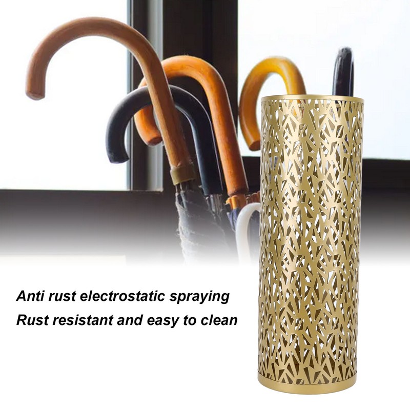 Umbrella Stand Rack for Entryway Metal Hollowed Freestanding Round Umbrella
