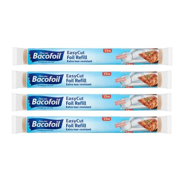 4 x EasyCut Aluminium Foil Refill Roll Extra Tear &