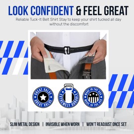 Camisa Stay Plus Tuck-It estilo cinturón para hombres, policías y militares (fabricada en Estados Unidos, tamaño estándar) (serie seleccionada), Negro (tamaño estándar), One Size (Adjustable)