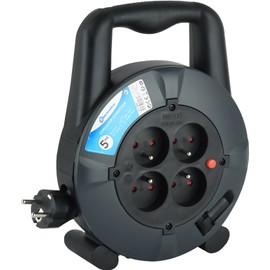 Electraline 28907 Household Cable Reel 3 G1 mm² 5 m 4 Sockets 16 A Black