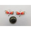 Rainbow Pink Butterfly Earrings Drop Dangle Silver Trim Hook Fasteners