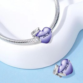 PHCLASY 2025 Graduation Charms Compatible for Bracelets Heart Graduation Cap Charm Jewellery for Women