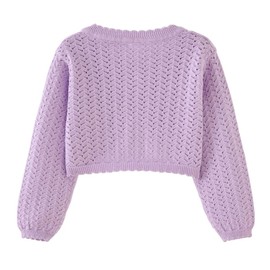 imKutie Baby Girl Bolero Cardigan Shrug, Girls' Long Sleeve Button Knitted Cardigan for 1-6 Years Purple