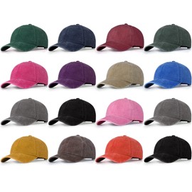 Hicarer Baseball Caps for Kids Baseball Hats Bulk Children Washed Cotton Baseball Cap Bulk for Boys Girls(16 Pcs) Multicolor
