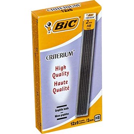 Bic Criterium 827087 Mechanical Pencil Refills, 12x6 lead mines, 2 mm