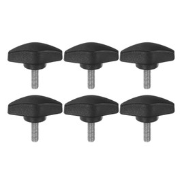 sourcing map 6pcs Tee Wing Knobs M5 x 16mm Metric Male Threaded Stud T Head Plastic Knob Handles Thumb Screws Hand Clamping Tightening Knob Grip Thumbscrew, Black