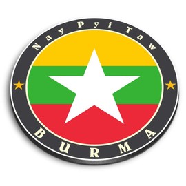 1 x Round MDF Magnet - Burma Nay Pyi Taw Burmese Flag 5635
