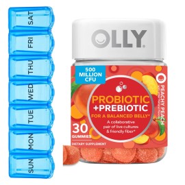 OLLY Probiotic + Prebiotic Fiber Gummy, Digestive + Gut Health Supplement, Peach