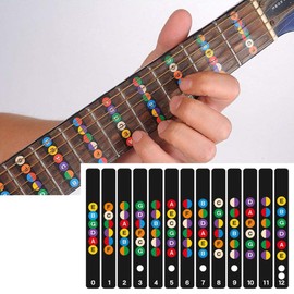Guitar Fretboard Stickers, Guitar Sticker Notes for Learning Acoustic and Electric 6 String Guitars, Chord Stickers Musical Learning Aid Tool, Decal Colour Coded Stickers for Beginners