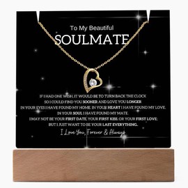 Momavo Jewelry To My Soulmate,Acrylic Plaque Gift, Keepsake Gifts for Wife, Plaque Gift, Jewerly Gift, Forever love necklace,Women Gift, Wife Necklace (18k Yellow Gold Finish)