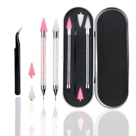 WEZCHUGHAOL Rhinestone Picker Tool Set, Acrylic Handle, Dual Head Applicator, Wax Tips, for Nail Art ﻿
