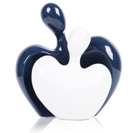 Ceramic Love Statue, Couple Hug Sculpture, Blue and White Home Decor, Modern Home Decor, Love Symbol Statue on Living Room Shelf, Set of 2