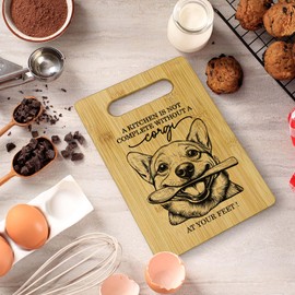 Qeheb Corgi Cutting Boards for Kitchen, Corgi Gifts for Corgi Lovers, Bamboo Cutting Board Dog,A Kitchen Is Not Complete Without a Corgi at Your Feet Decorative Cutting Boards for Kitchen
