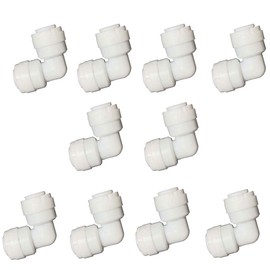 YZM Elbow 1/4" Tube OD Quick Connect Fittings RO Water Filters Pack of 10 (Elbow,1/4" Tube OD)