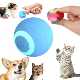 SVIEILLES cat Toy Two-Piece Set-Wloom Power Ball 2.0 -Colorful Plush Cat Toy Balls Interactive Indoor Kittens Favorite Toys .Activity Chase Quiet Play Ball（Powerball+Colorful Plush Balls）