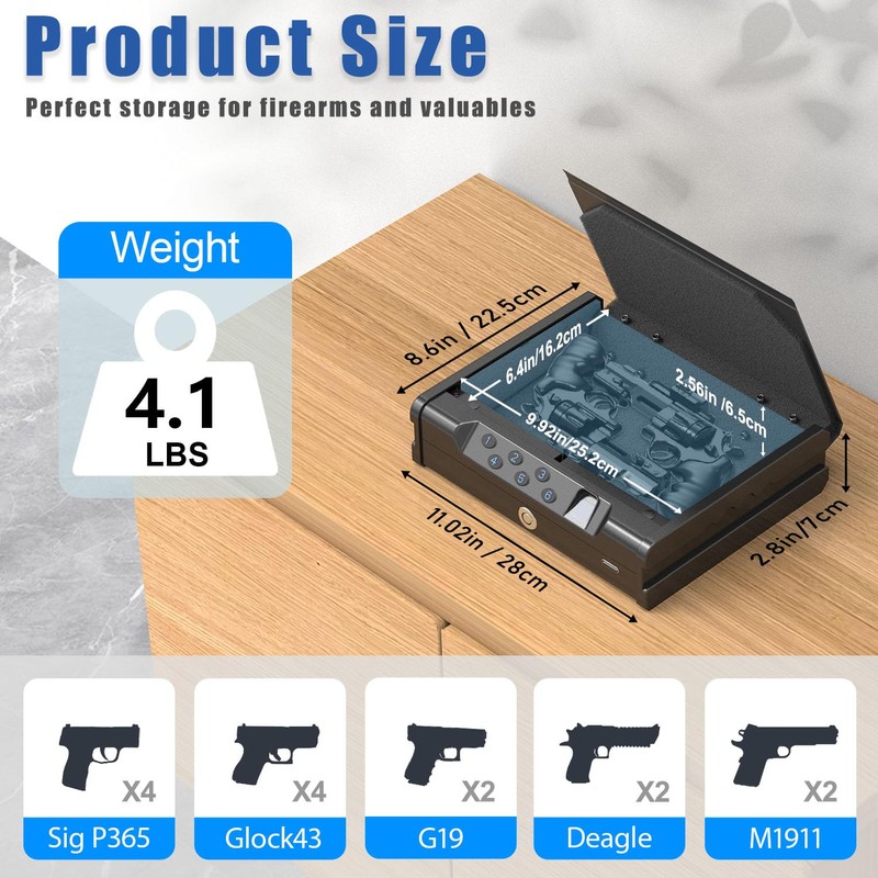 teentan Gun Safe, Biometric Gun Safe for Pistols - Quick-Access