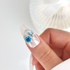 Blue Zircon Rose Handmade Nail Tips - Long Point /