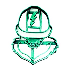 INSPIRED BY GRINCH THEME FACE HEAD CHRISTMAS LINEMAN CONSTRUCTION COOKIE CUTTER MADE IN USA PR4047