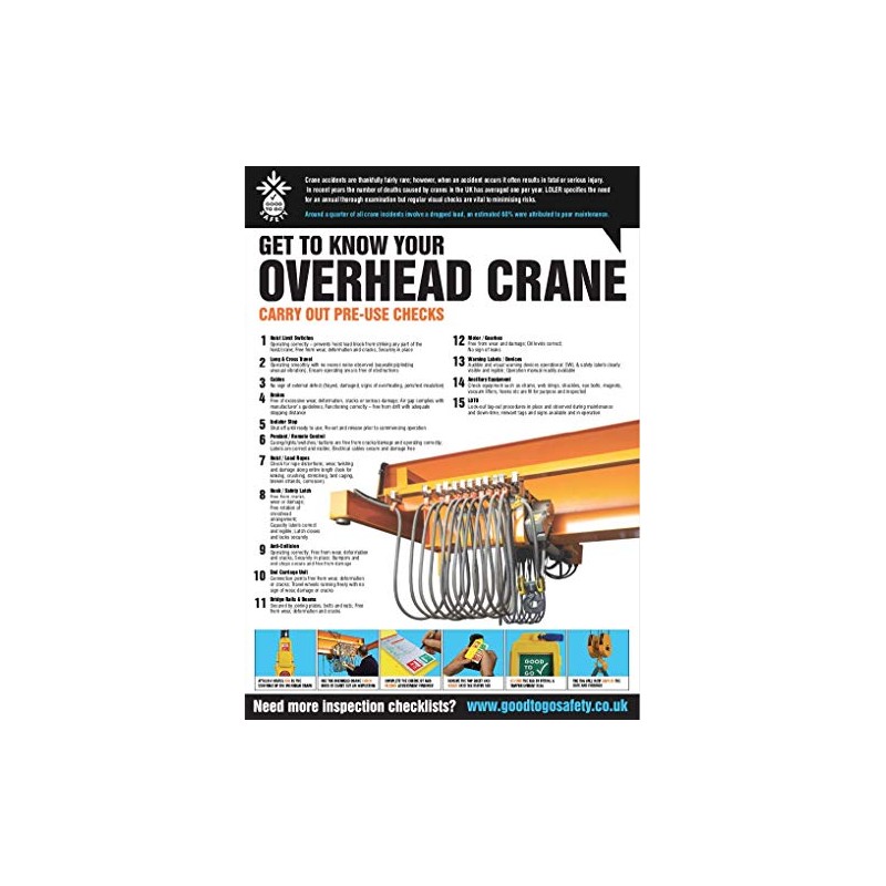 GTG Overhead Crane Inspection Poster 420 x 594 mm Synthetic