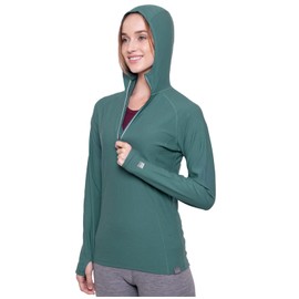 MERIWOOL Women’s Base Layer Hoodie Lightweight Merino Wool Long Sleeve Thermal Teal