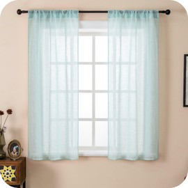 GIRASOLE HOME® Pair Simil Linen Window and Interior Filter Curtains 2 Panels with Pocket and Concealed Loops (Pastel Blue, 70 x 145 cm)
