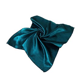 TrendsBlue Elegant Small Silk Feel Solid Color Satin Square Scarf 19.5", Teal