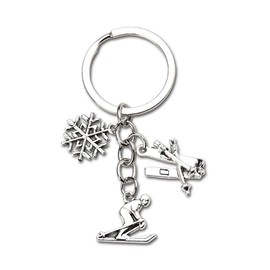 Snowboard Ski Keychain Skiing Snowflake Charm Key Rings for Ski Lover Coach Gifts for Women Men Snow Lover Ski Snowboarder Skier Gifts for Christmas Birthday Winter Sports Skiing Accessories Stuff