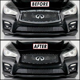 SlickMod Chrome Delete Blackout Vinyl Overlay for 2014-2017 Infiniti Q50 Q50S Front Bumper Grill Trim (Gloss Black)