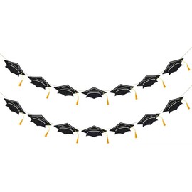 Graduation Cap Banner 2026 – Black Glitter Grad Party Decorations for Class of 2026, Grad Banner with Gold Tassels, Graduation Decorations for High School & College, Congrats Grad Party Decor