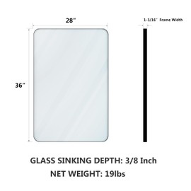 VocalStar Black Bathroom Mirror for Wall, 28 x 36 Inch Rounded Rectangle Metal Framed Bathroom Wall Vanity Mirror Farmhouse, 1/4-inch Shatterproof Glass | Ultra-Flush Hanging