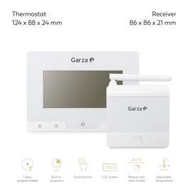 Garza 400616 Digital Thermostat for Boiler and Heating Thermostat Touch Temperature Controller, White, 400617