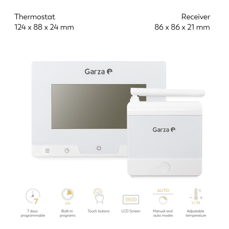 Garza 400616 Digital Thermostat for Boiler and Heating Thermostat Touch