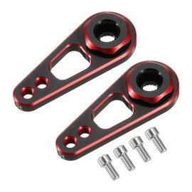 sourcing map Aluminum Alloy 25T Steering Servo Double Hole Arm Horn Red for DIY RC Car/Boat/Airplane Boat Accessories 2 Pcs