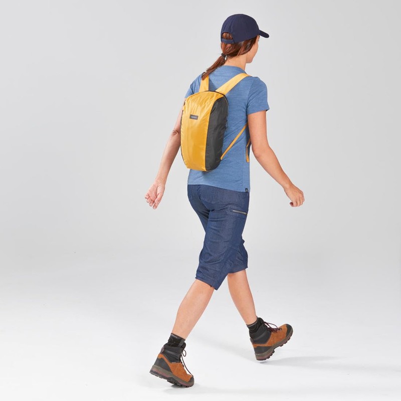 Forclaz Mochila plegable compacta de 10 litros (amarillo), Amarillo, Compacto