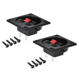 sourcing map 2 Pcs Spring Speaker Connector Audio Cable Connectors Strip Block Black Red WP2-7 2 Way
