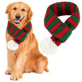 ZTA Dog Knitted Scarf for Dogs Cats Santa Red Green Scarf Winter Neck Warmer Pet Apparel Costume (Large)