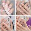 QISANKEE Short French Nails Press on Nails Coffin Fake Nails,