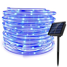 RUICHEN Solar Rope Lights Outdoor String Lights, 16.5 Ft 50 LED Tube Light Waterproof Copper Wire Fairy Lights for Garden Fence Yard Christmas Wedding Party (Blue)