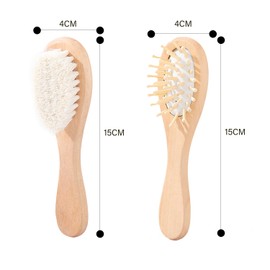 HAICN 3Pcs Baby Hair Brush and Comb Set Natural Wooden Soft Goat Bristle Brush Perfect Scalp Grooming Product for Delicate Hair Cradle Cap
