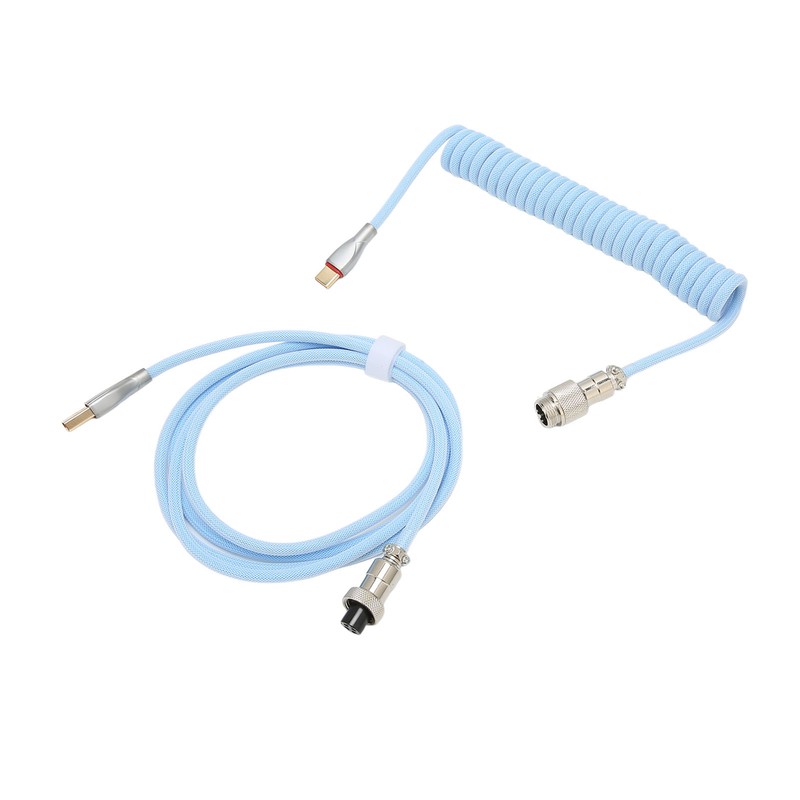 Mechanical Keyboard Cable Double Sleeve Custom Coiled with Detachable Metal