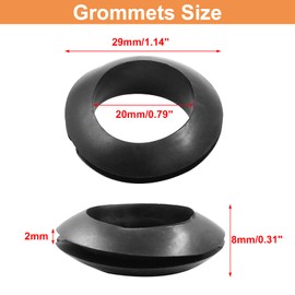 Piutouyar 12 Pcs 20mm Rubber Grommets, 3/4 Inch Inside Diameter 17/18 Inch Drill Hole Rubber Hole Grommet Wire Grommets for Wire, Cables, Plugs, Firewall