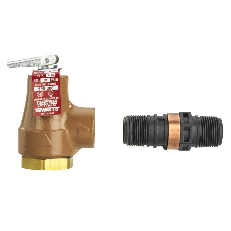 Watts 374A-030-FS Iron Boiler Pressure Relief Valve, 3/4 Inch, 30