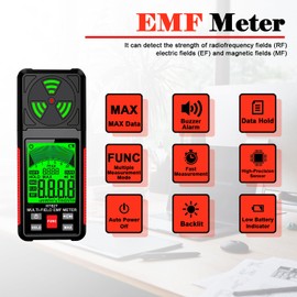 EMF Meter, 3-in-1 Portable Electromagnetic Field Radiation Detector Handheld EMF Tester for EF, RF, MF, WiFi Signal, Radio Frequency Detector Suitable for Home Office EMF Inspections Ghost Hunting