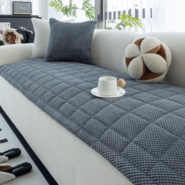 MDSASFD Sofa Couch Cover, Sofa Covers Washable for Dogs, Non-Slip Couch Covers for Sectional Sofa, Sofa Slipcovers for All Seasons Furniture Protector for L Shaped(Dark Grey, 27"x 71")