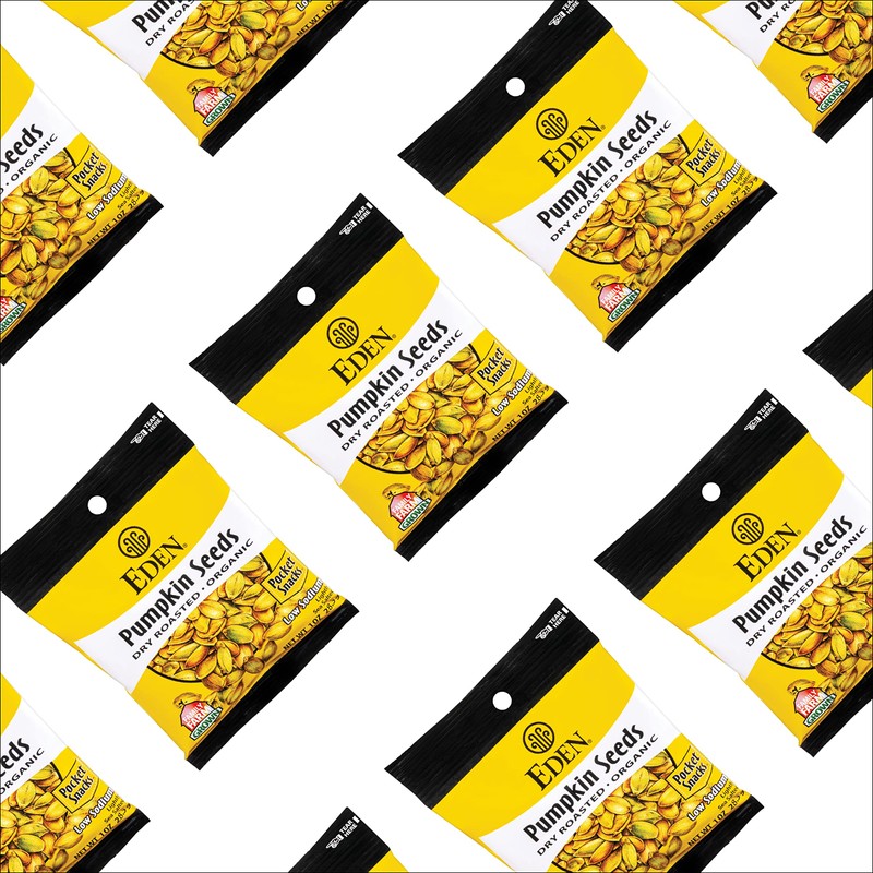 Eden Organic Pumpkin Seeds, Pocket Snacks, Dry Roasted, Lightly Salted,