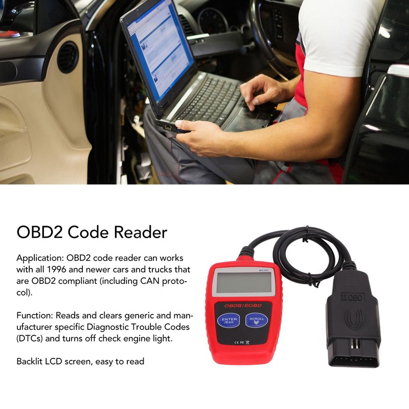 CAN BUS OBD2 Code Reader Backlit LCD Display High Accuracy