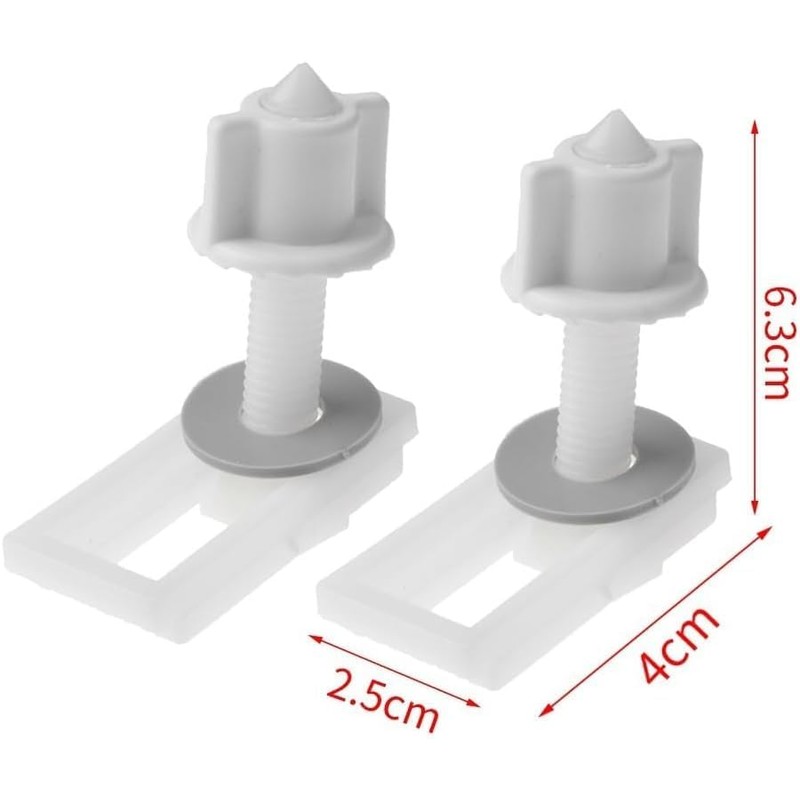 2Pcs Plastic Toilet Seat Screws, Nuts and Washers,Hinge Bolt Replacement